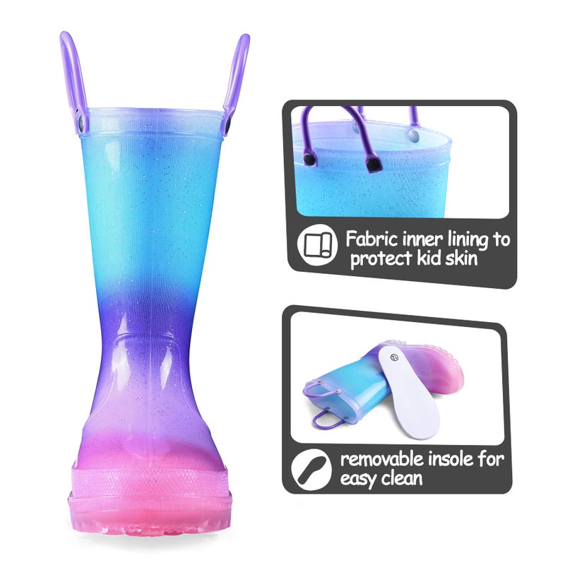 K KomForme Toddler Light Up Rain Boots for Girls Boys Waterproof Rain Boots with Handles Outdoors - Image 5